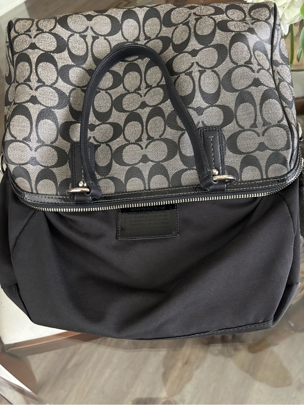 🖤🩶COACH SIGNATURE STRIPE GREY/BLACK MONOGRAM TOTE/SATCHEL BAG!🖤🩶 - Picture 8 of 9